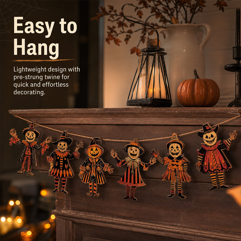 Halloween Decoration Pendant Retro Banner Flag Decor Scarecrow Pumpkin Witch Style Pendant