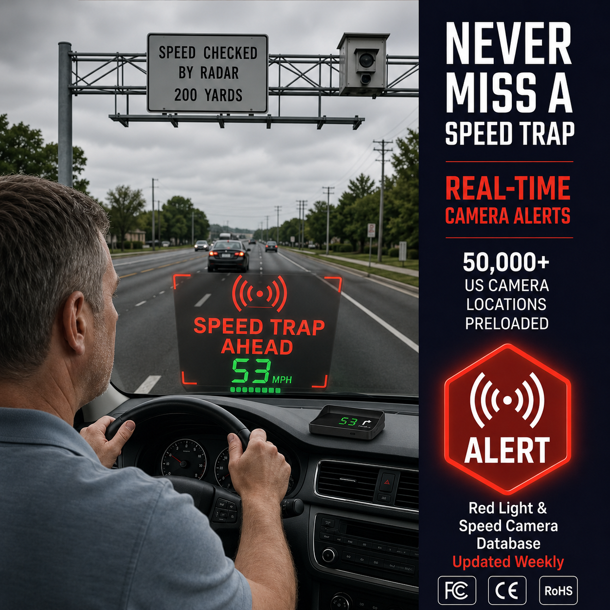 Head-Up Display (HUD) – Car sat-nav with digital speedometer
