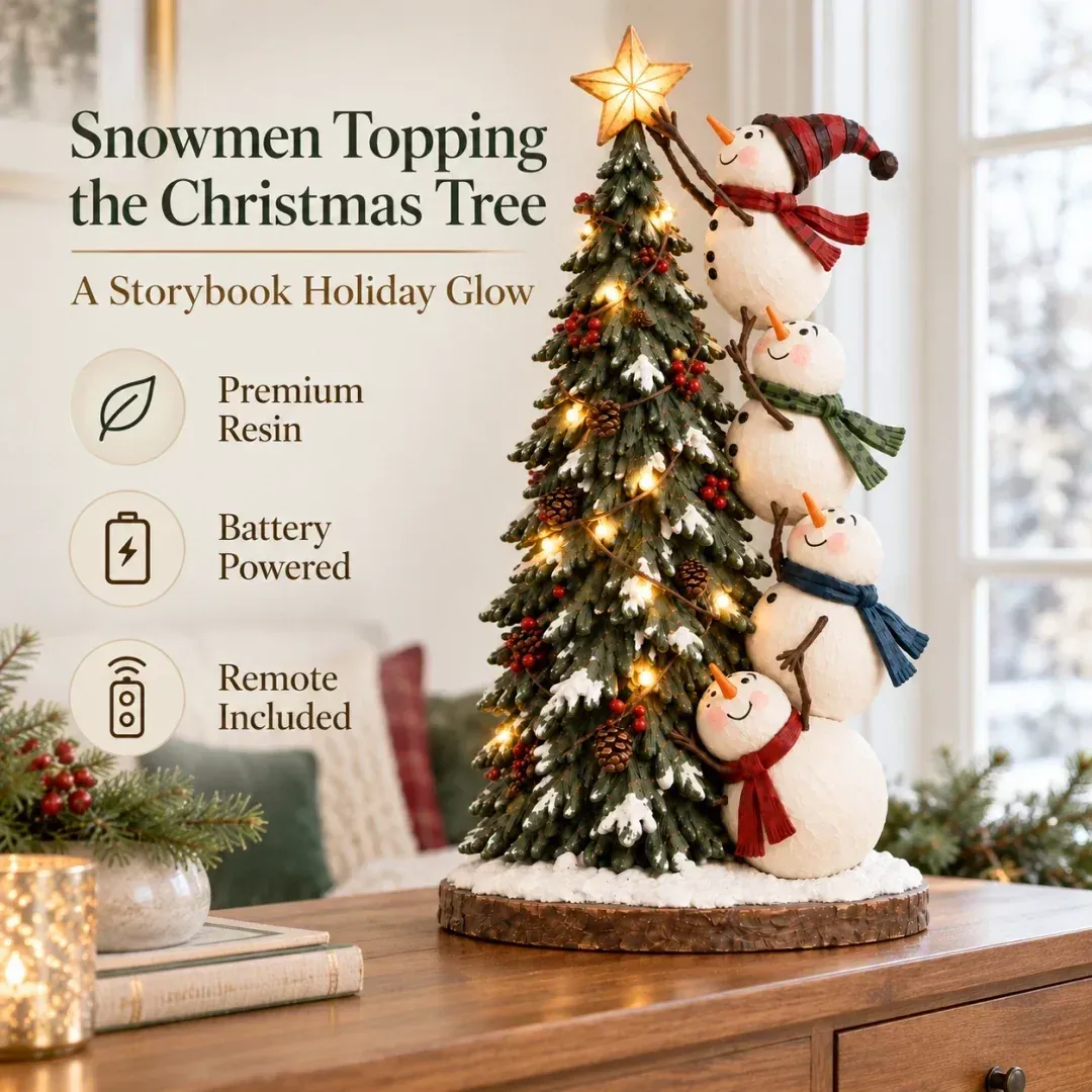 🔥 ⛄ Light-Up Snowmen Christmas Tree Figurine with Remote Control