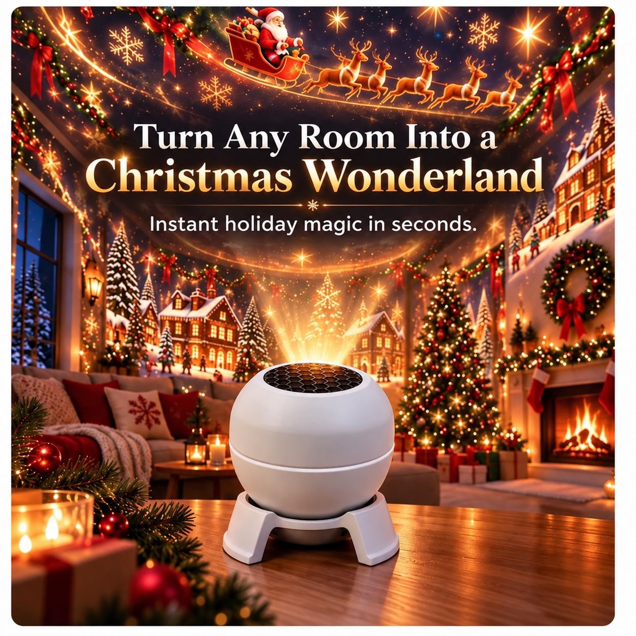 Compact USB-powered Christmas projection light