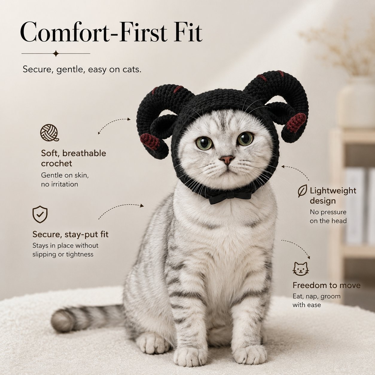Comfort Fit Gothic Cat Hat