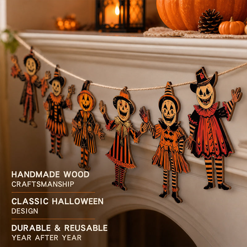 Halloween Decoration Pendant Retro Banner Flag Decor Scarecrow Pumpkin Witch Style Pendant