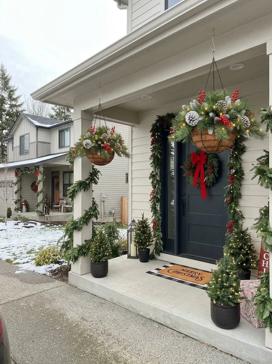 Customer photo of Christmas hanging basket outdoors