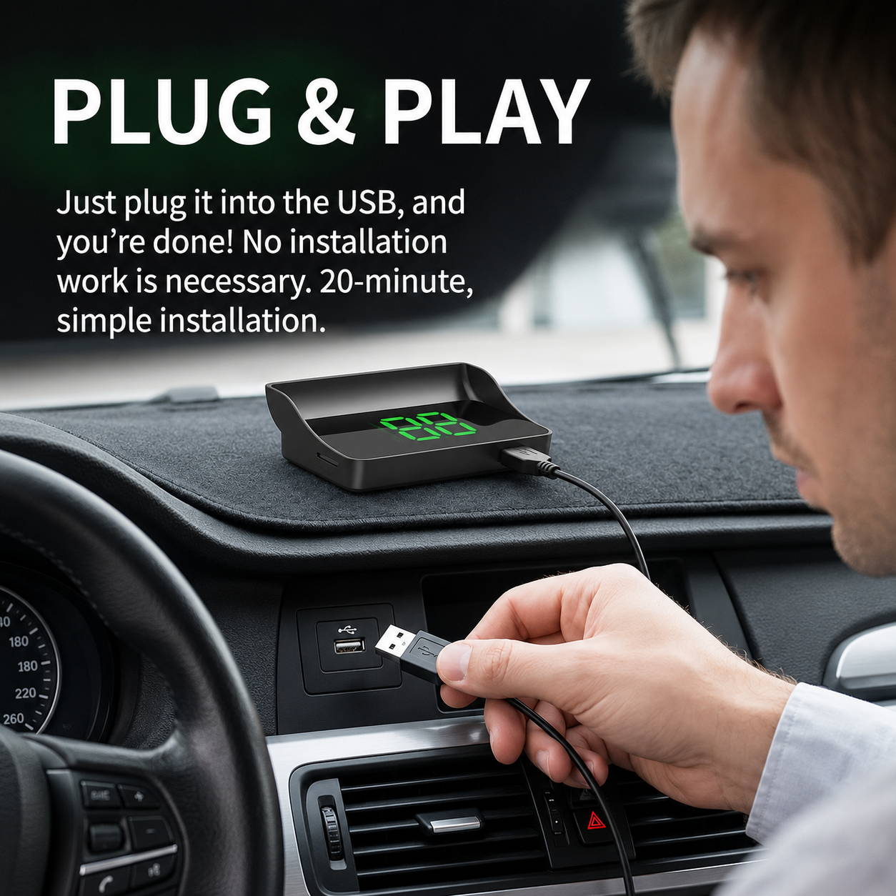 Head-Up Display (HUD) – Car sat-nav with digital speedometer
