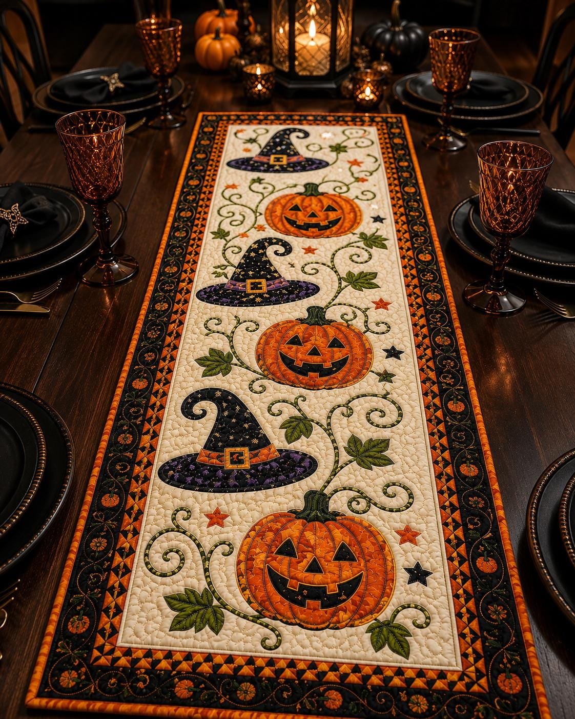 Cosy autumn Halloween table setting