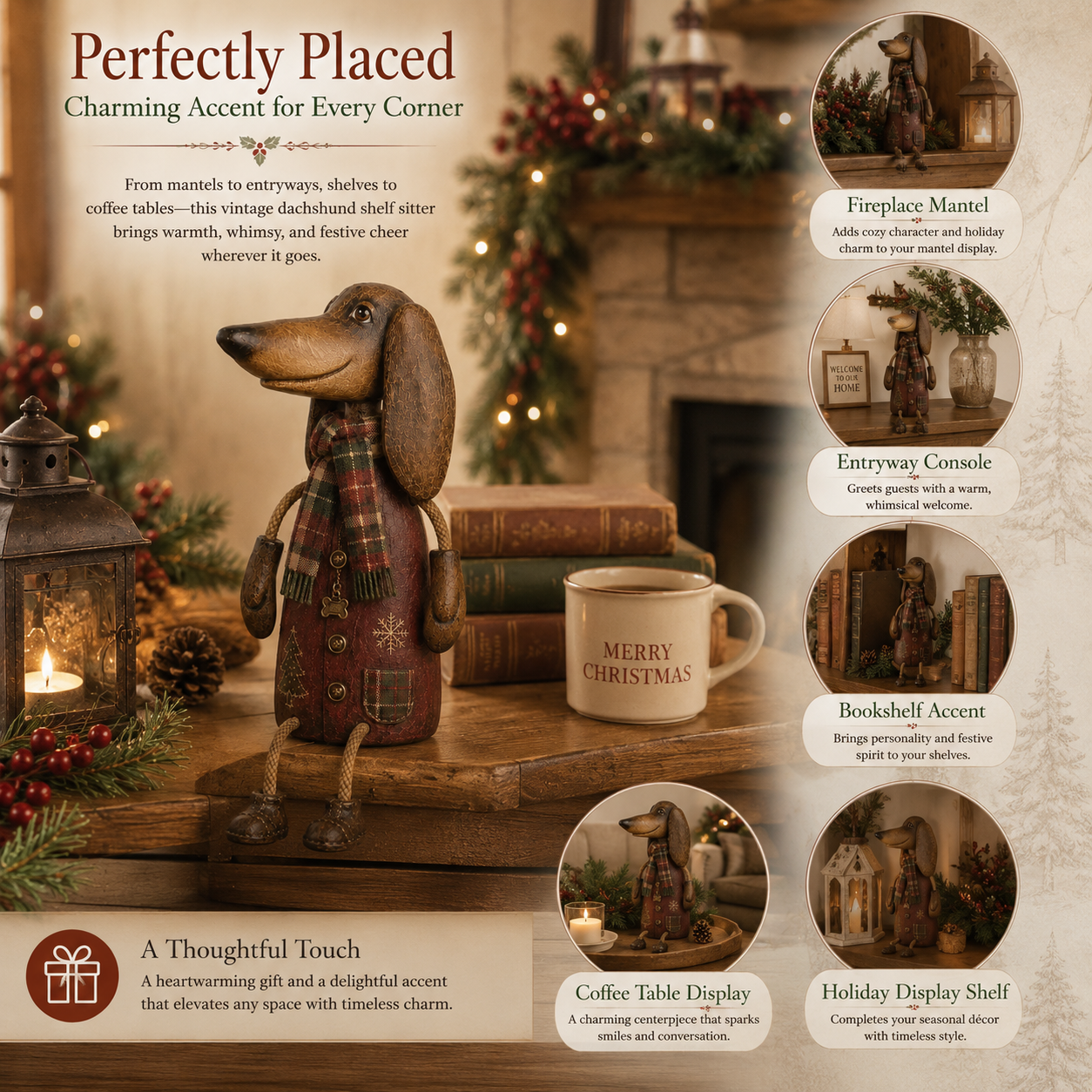Gezellige kerstdecoratie met vintage teckel