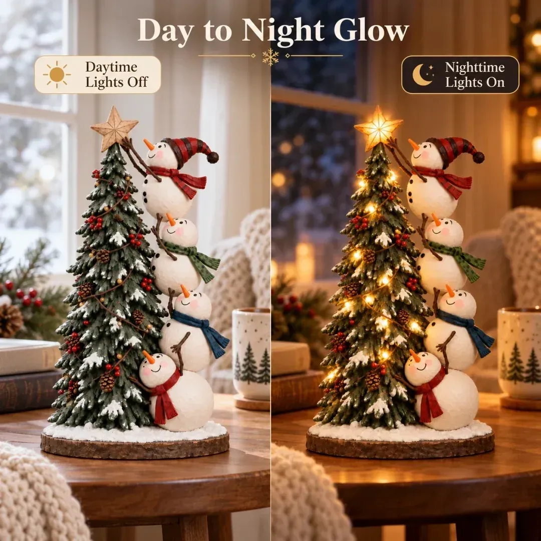 🔥 ⛄ Light-Up Snowmen Christmas Tree Figurine with Remote Control
