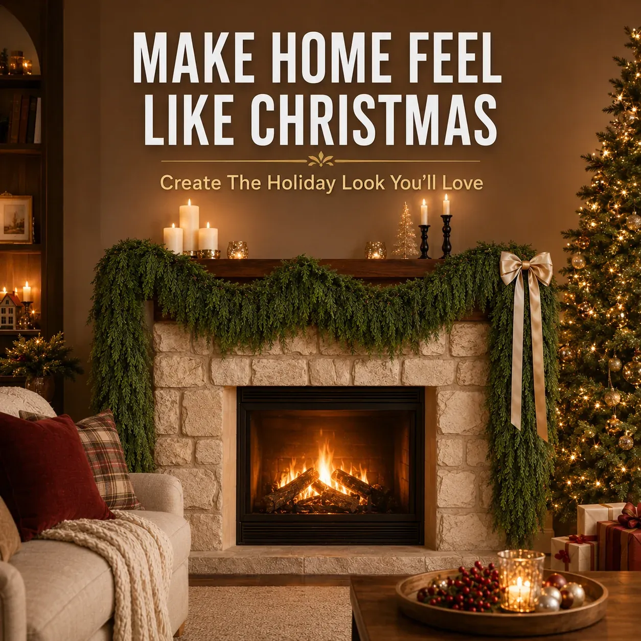 🎄  Real-Touch Cedar Garland – Lush Christmas Greenery