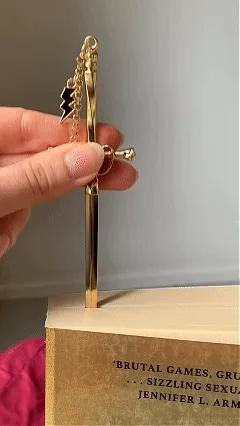 Fantasy sword metal bookmark with dragon and moon charms