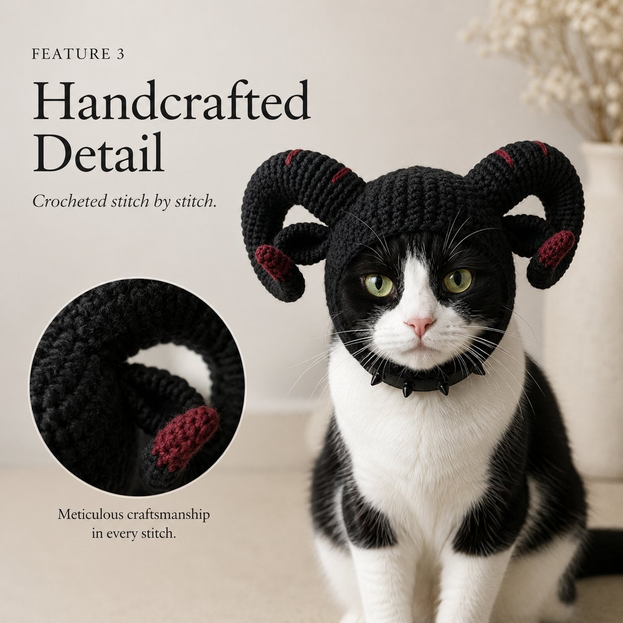 Handcrafted Gothic Cat Hat