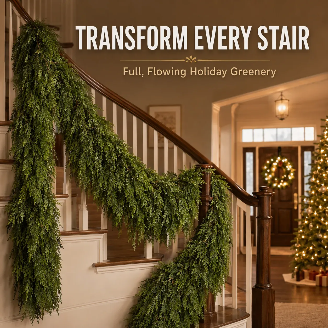 🎄  Real-Touch Cedar Garland – Lush Christmas Greenery