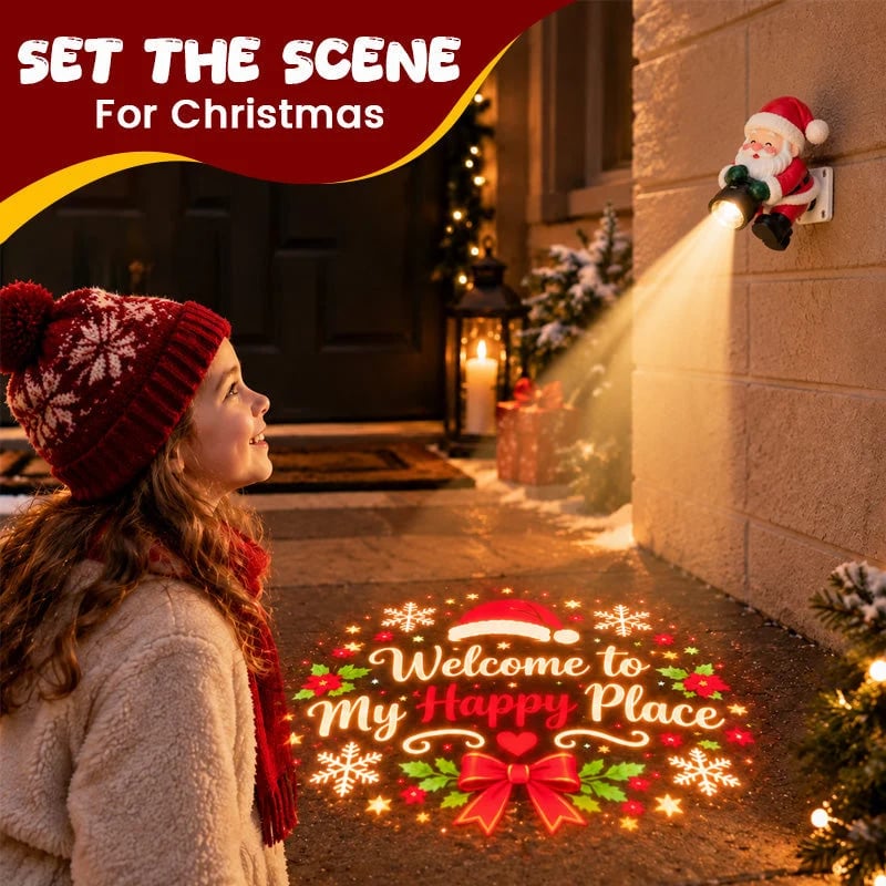🔥HOT SALE🎅 Santa Christmas Welcome Projector – Festive Holiday Doorway Light with Remote Control ✨