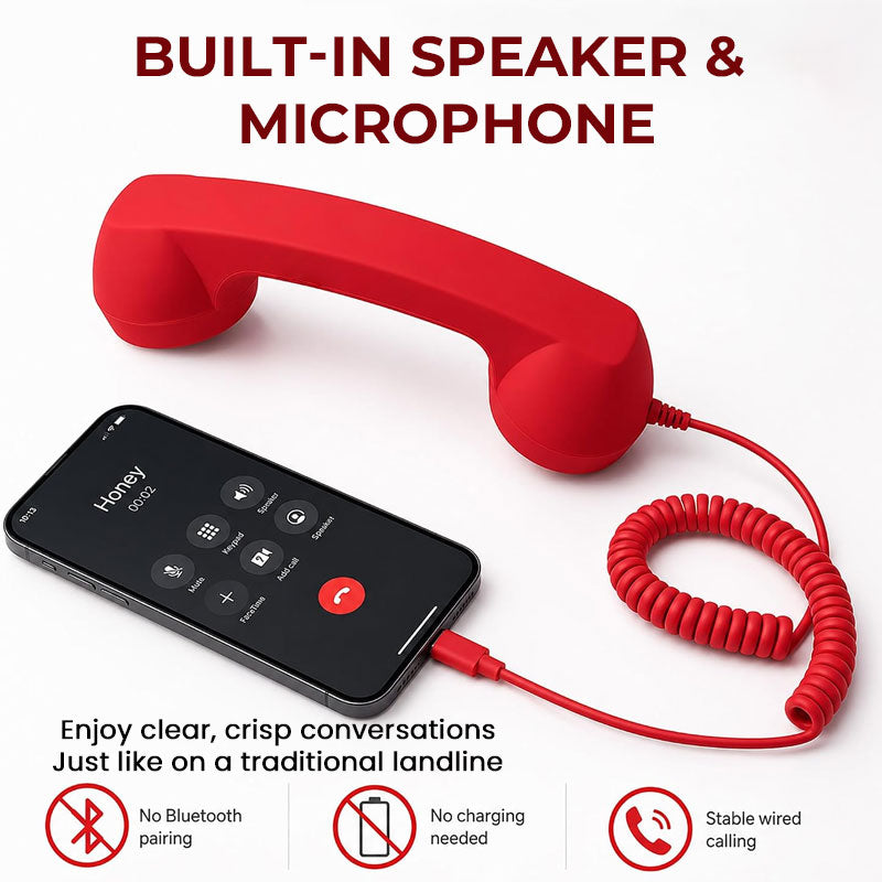 Built-in speaker and microphone on retro handset