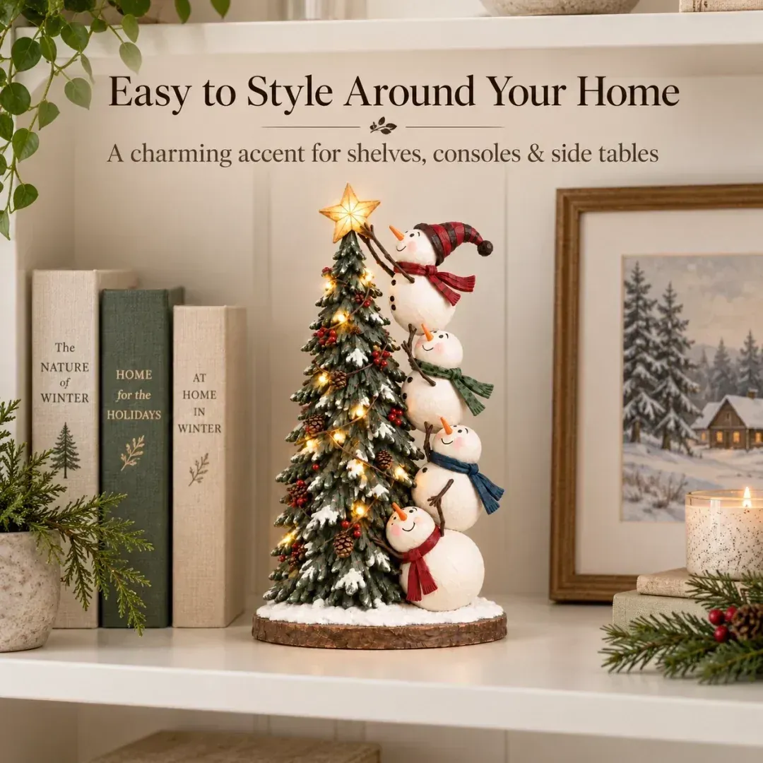 🔥 ⛄ Light-Up Snowmen Christmas Tree Figurine with Remote Control