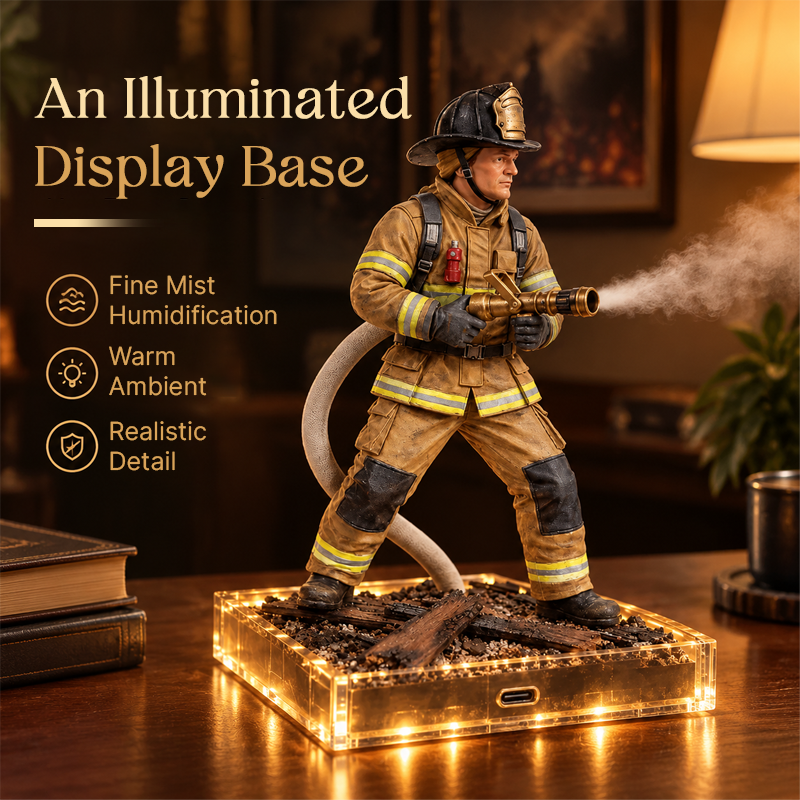 Warm illuminated base beneath the firefighter humidifier