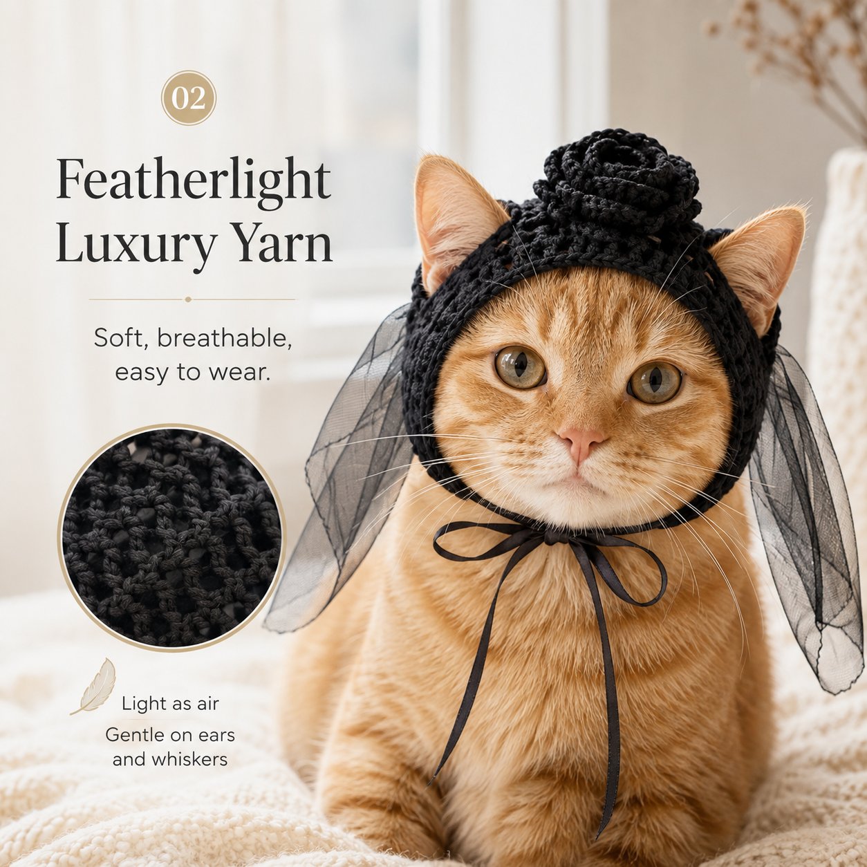 Soft Crochet Cat Witch Hat