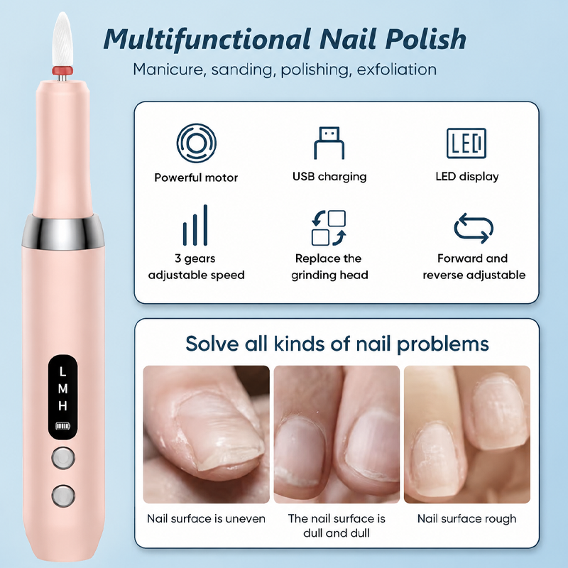 Cordless electric nail file with charging station