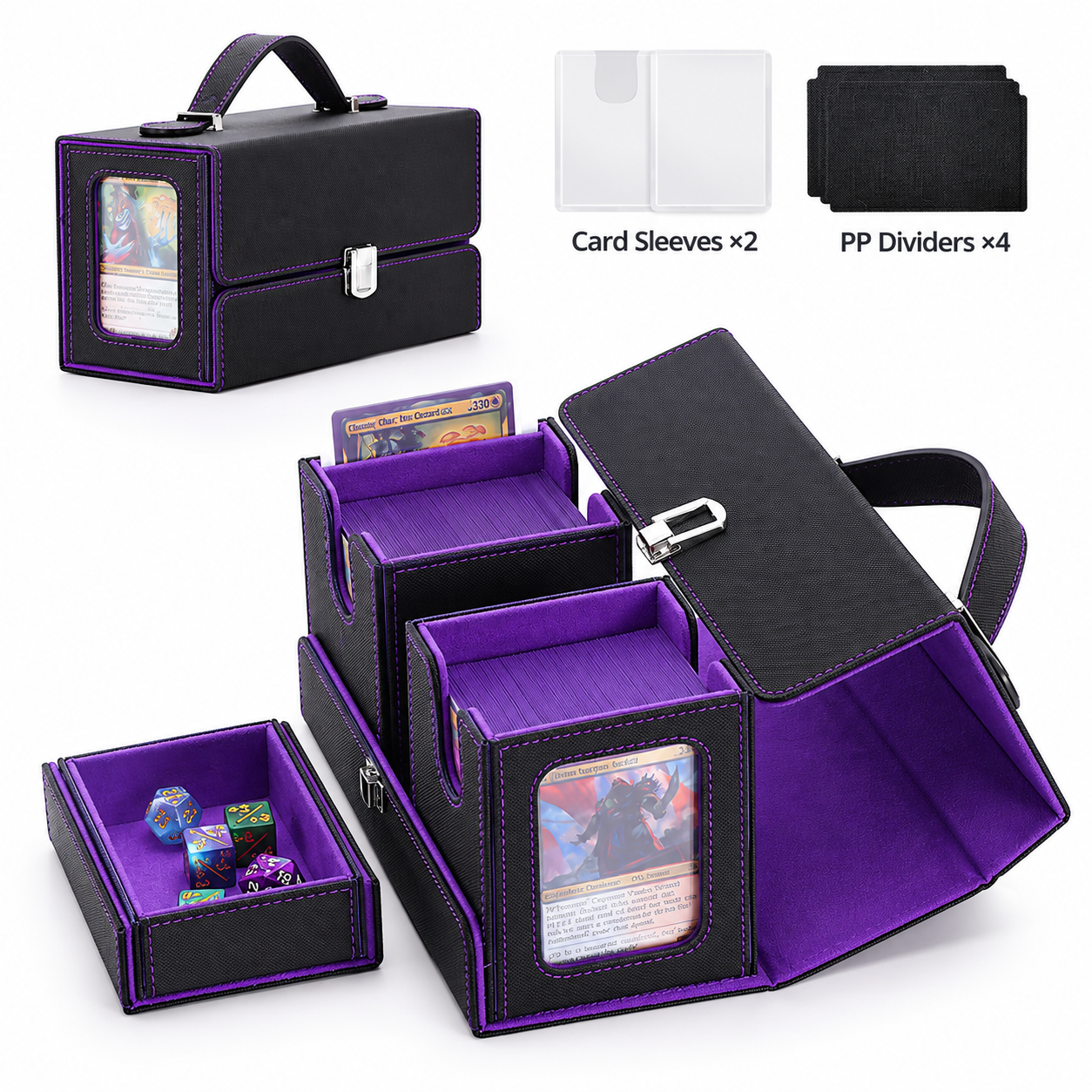 Premium Portable PU Leather Trading Card Storage Box
