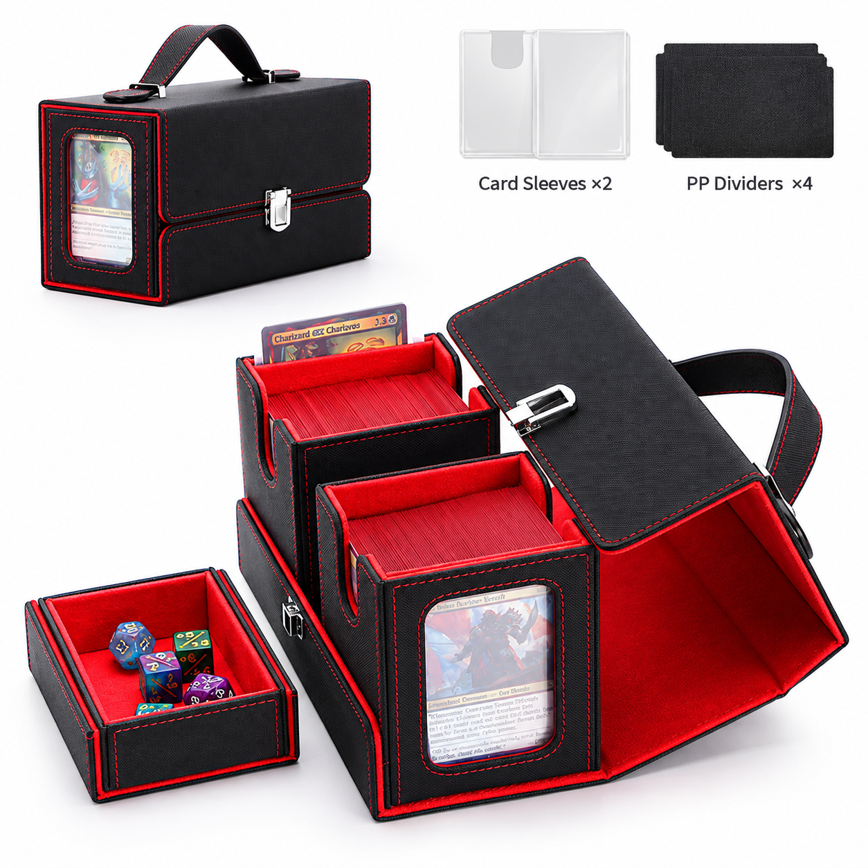 Premium Portable PU Leather Trading Card Storage Box