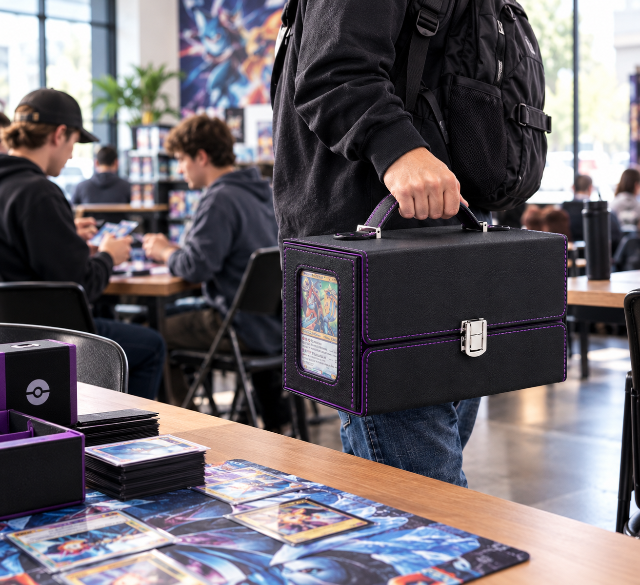 Premium Portable PU Leather Trading Card Storage Box