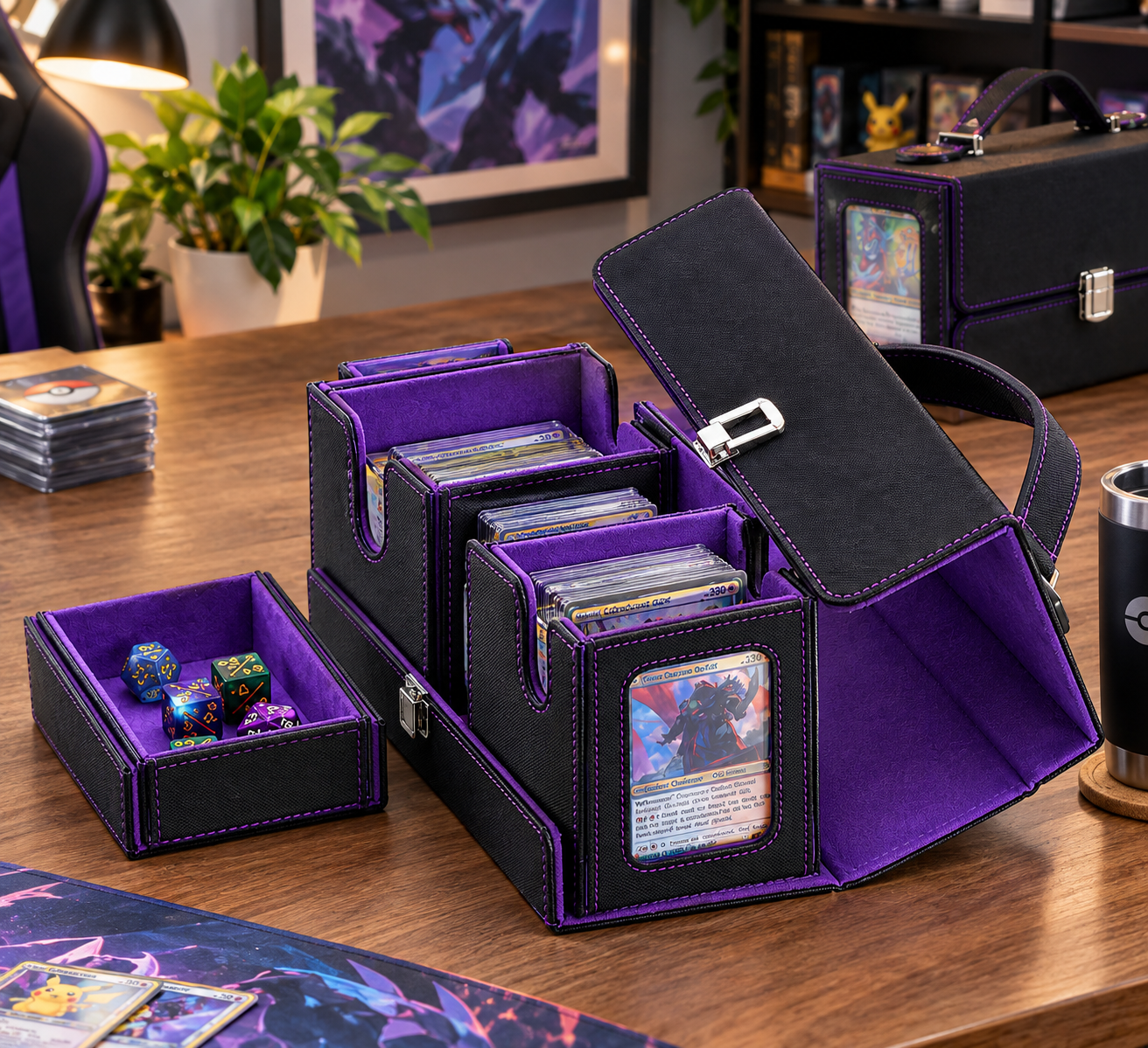 Premium Portable PU Leather Trading Card Storage Box