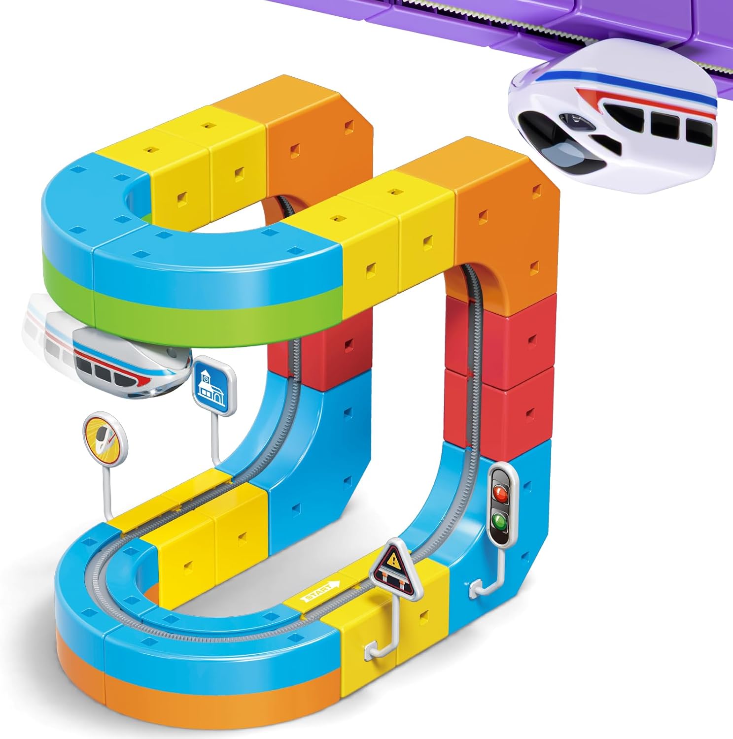 Electric Train Set 3D Magic Flexible Race Track for Kids 3-8 Years Old, Anti-Gravity STEM Toy