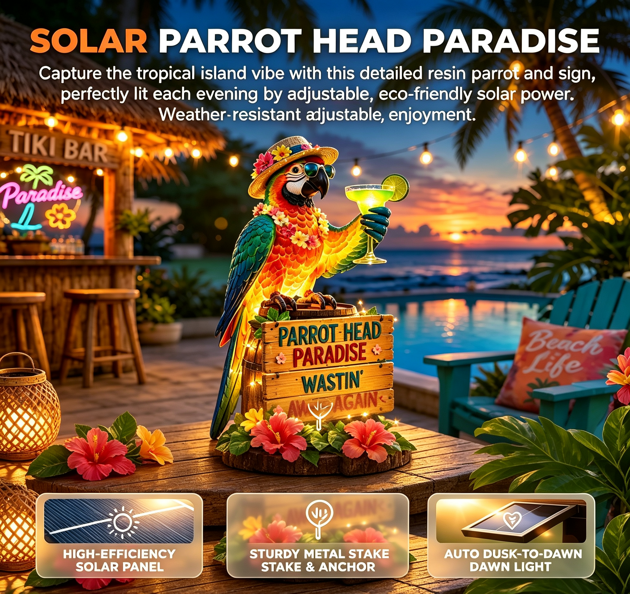 🔥Last Day 70% OFF🔥 - 🌴 Solar-Powered Parrot Garden Light