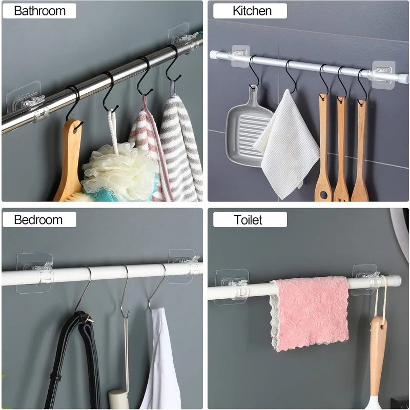 Nail-Free Adjustable Curtain Rod Bracket Holders – Drill-Free & Wall-Safe