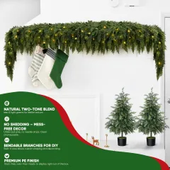 🎄🔥 Pre-lit Christmas Cedar Garland