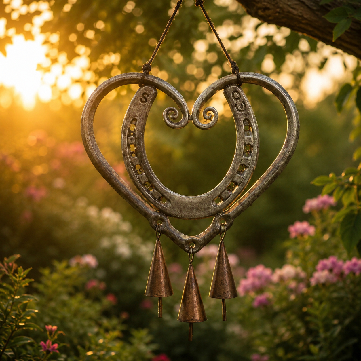 💥LAST DAY 60% OFF🔥Hand Forged Horseshoe Heart Wind Chime ❤🐎