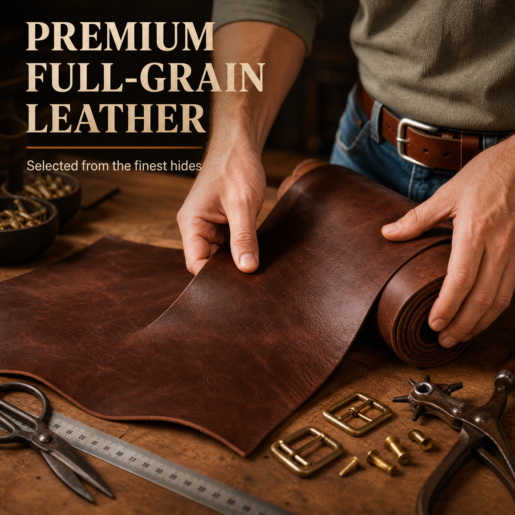 ⚒100% Handmade Full-Grain Buffalo Leather Belt – Built to Last