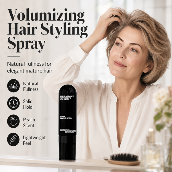 🎉👩 Peach-scented volumizing & setting spray—for lightweight, bouncy hair and long-lasting hold.