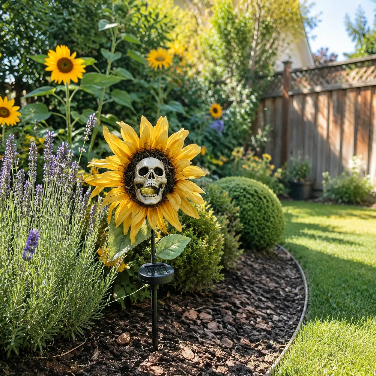  🎃Halloween Early Bird——50% OFF🔥 Solar Sunflower Skull Stake Light🌻