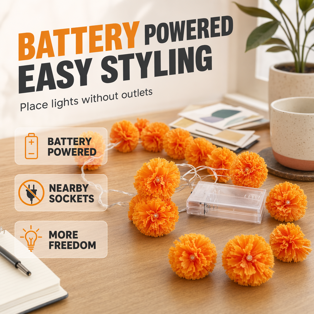 💀New Arrival 50% OFF! 🌼 HOT SALE 🎃 Marigold Flower LED String‑Light Set 👻🕯️