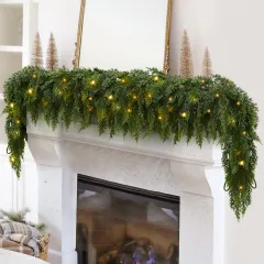🎄🔥 Pre-lit Christmas Cedar Garland