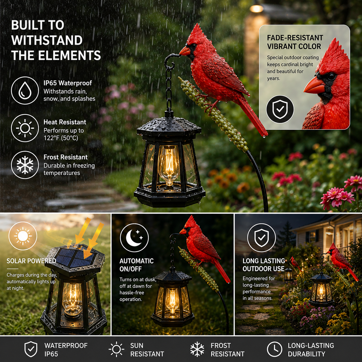 🐦 Cardinal Solar Light—A Beautiful Garden Light That Feels Full of Life