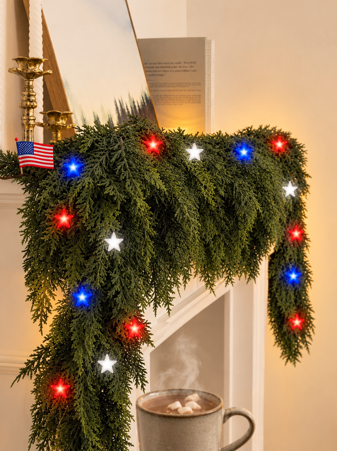 🇺🇸🏆5K+ people purchased it in the past week.🎄 Pre-lit Christmas Cedar Garland