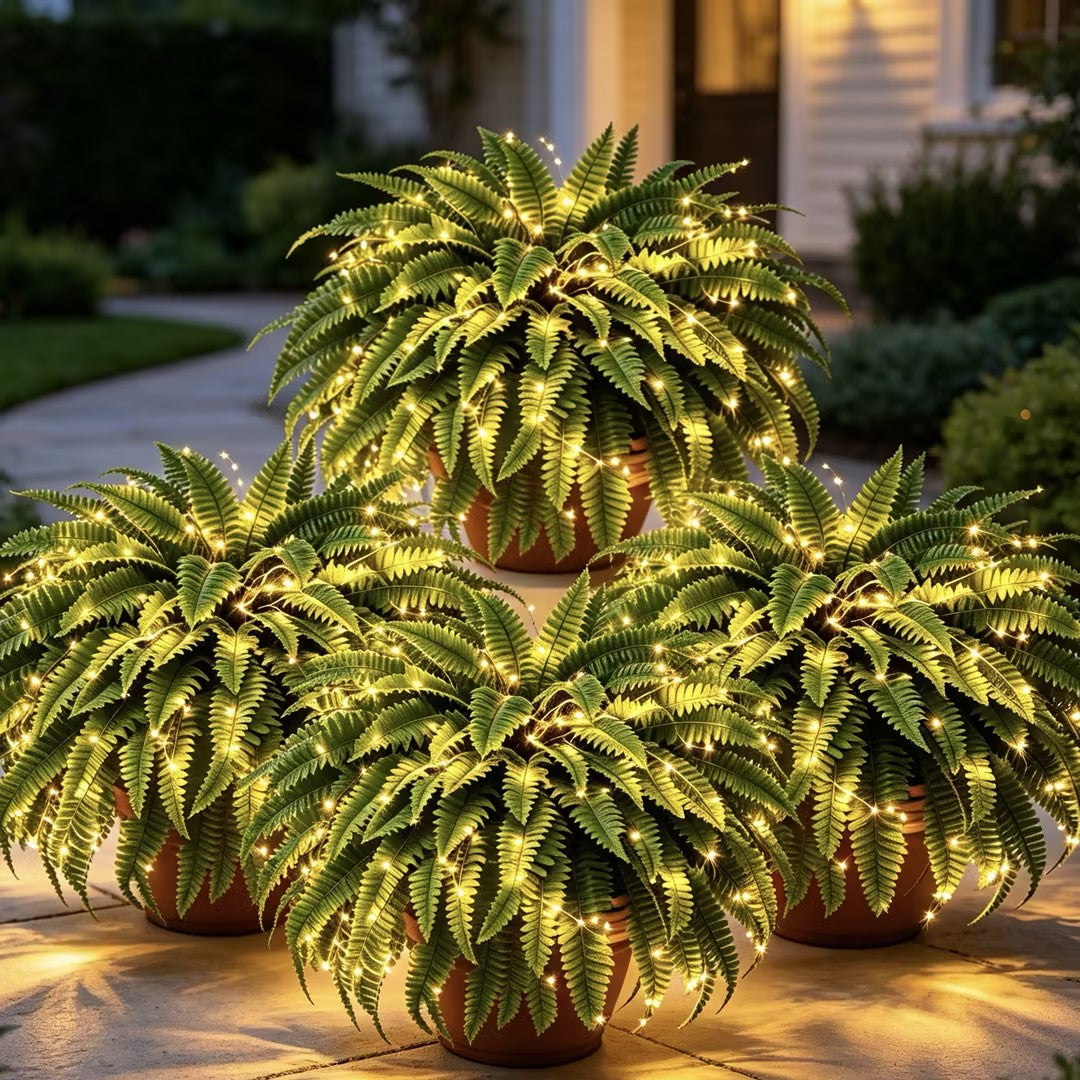 🔥BUY 1 GET 1 FREE (2 PCS) 💛Glowing Boston Ferns with Lights – 🌿 Zero Watering, Zero Maintenance