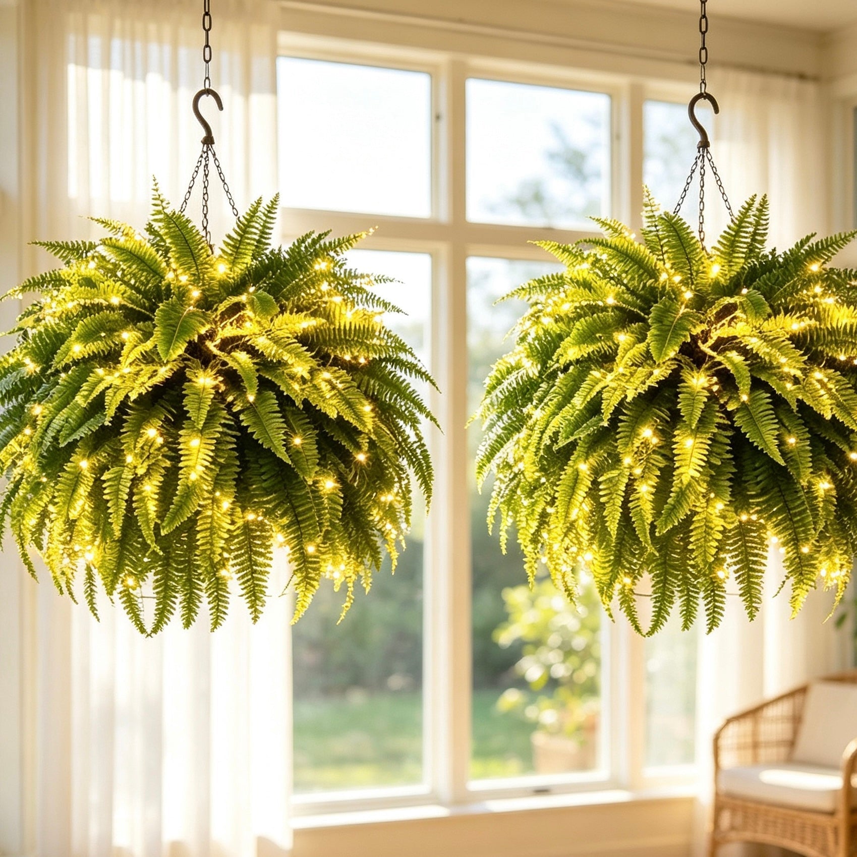 🔥BUY 1 GET 1 FREE (2 PCS) 💛Glowing Boston Ferns with Lights – 🌿 Zero Watering, Zero Maintenance