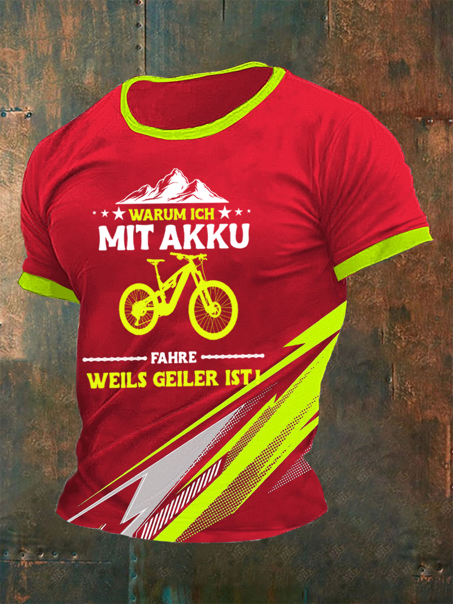 Herren-T-Shirt „Warum ich AKKU fahre – Weils geiler ist“