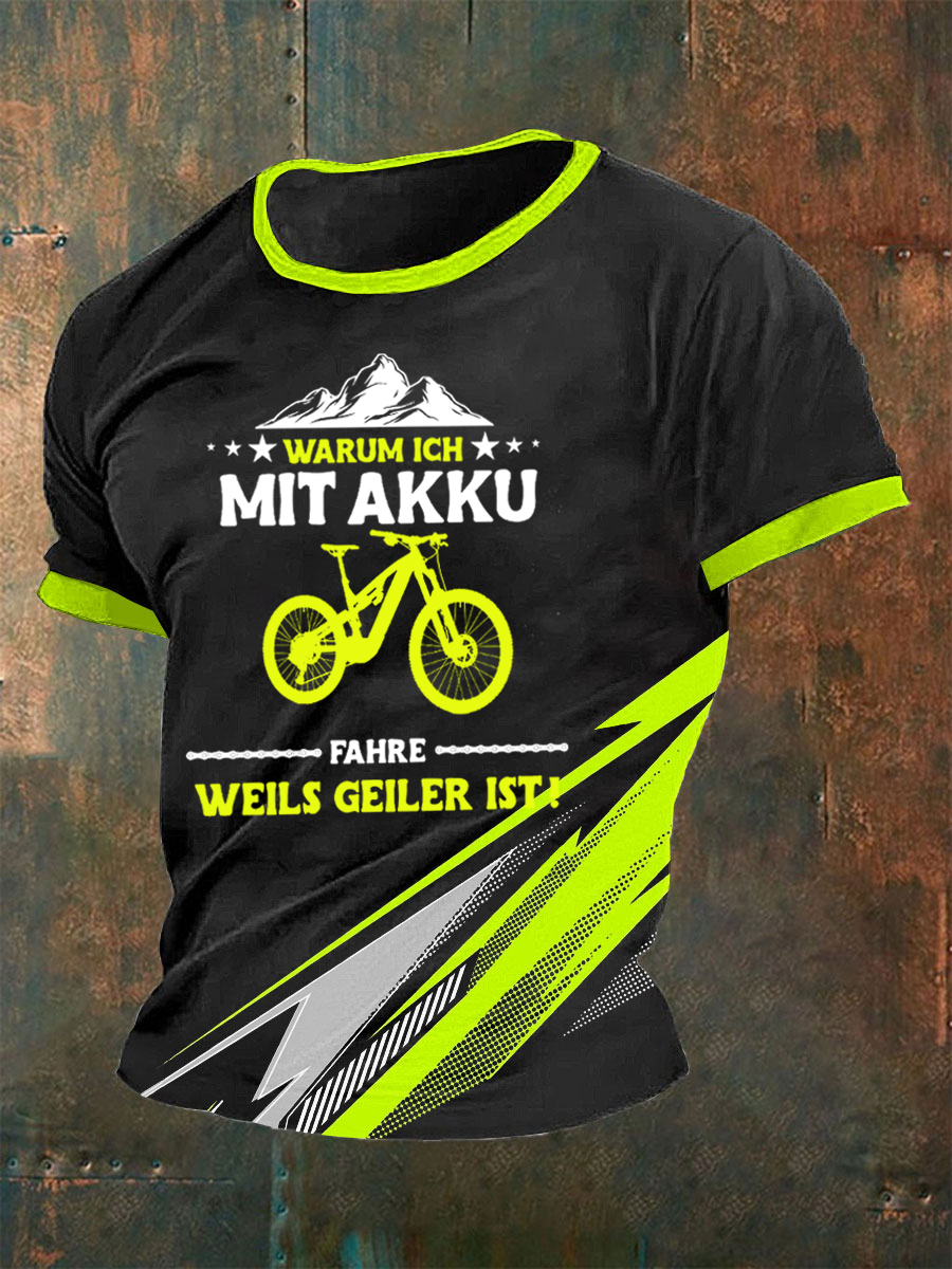 Herren-T-Shirt „Warum ich AKKU fahre – Weils geiler ist“