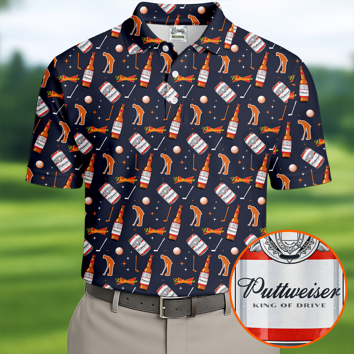 Puttweiser King Of Drive Golf And Beer Funny Golf Shirt, Retro Golf Shirt, Golf Shirts For Men