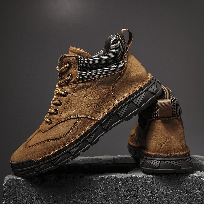 ⏰LAST DAY-70% OFF🛒Men’s Outdoor Leather Boots – -, Arch Support, Lightweight and Non-Slip for Walking & Driving