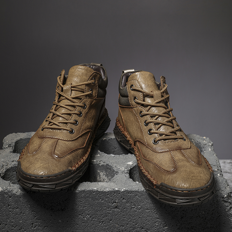 ⏰LAST DAY-70% OFF🛒Men’s Outdoor Leather Boots – -, Arch Support, Lightweight and Non-Slip for Walking & Driving