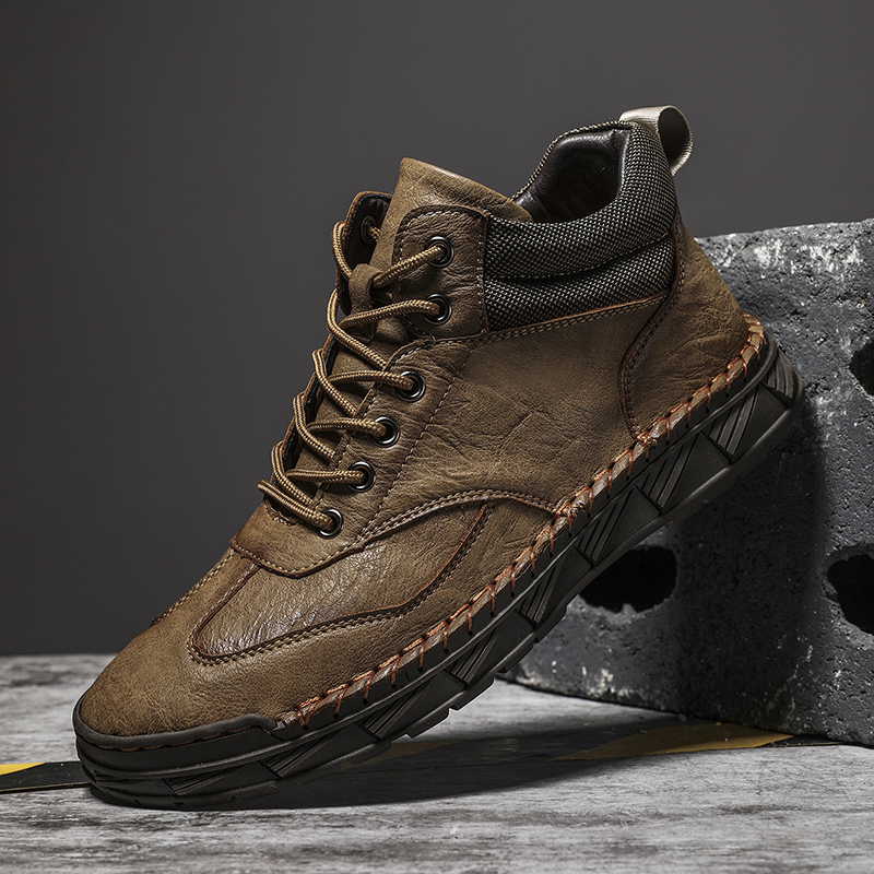 ⏰LAST DAY-70% OFF🛒Men’s Outdoor Leather Boots – -, Arch Support, Lightweight and Non-Slip for Walking & Driving