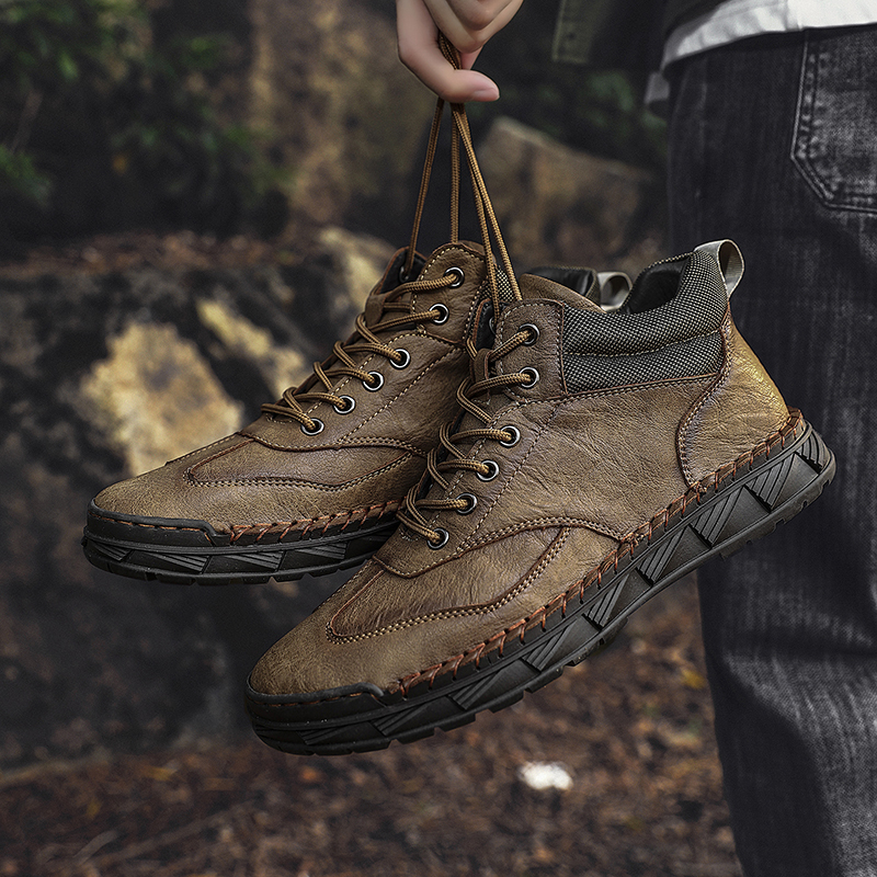 ⏰Limited Time Sale 70% OFF - Men's Handmade Leather Boots - Wide Toe Arch Support Aankle Support