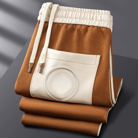Retro Brown Athletic Set - Full-Zip Jacket & Joggers with Elastic Waistband