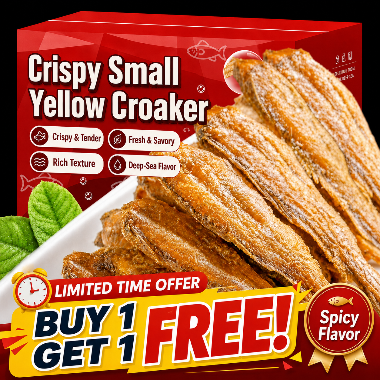 🔥 Sale - Crispy Headless Dried Yellow Croaker Snack | Original & Spicy