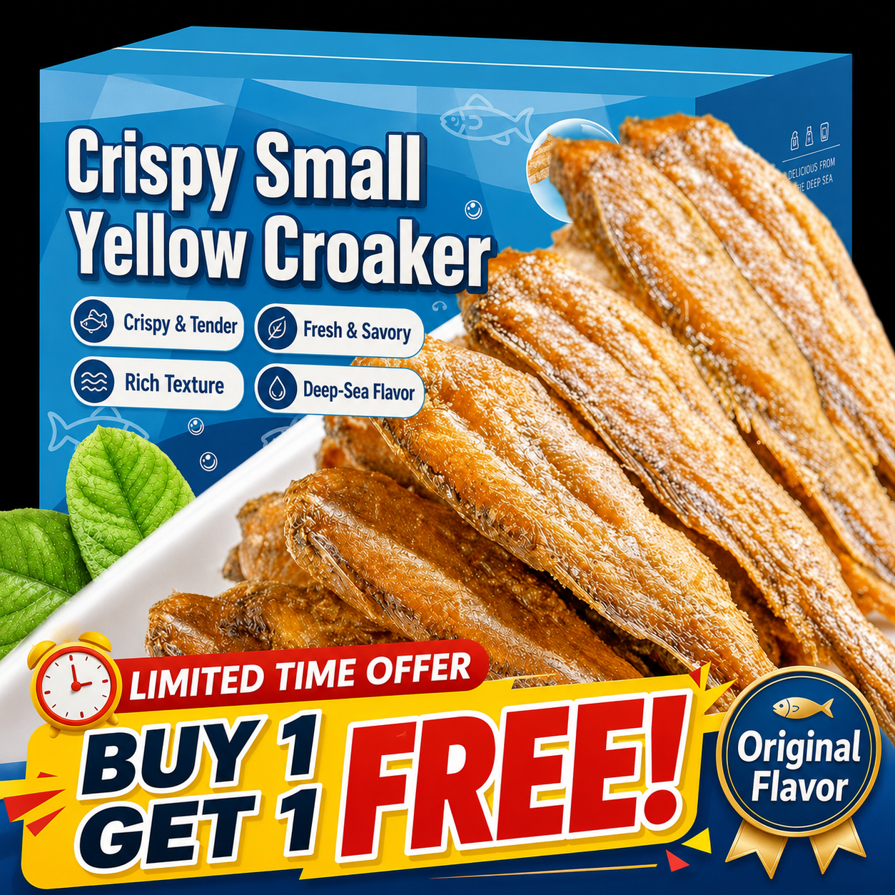 🔥 Sale - Crispy Headless Dried Yellow Croaker Snack | Original & Spicy