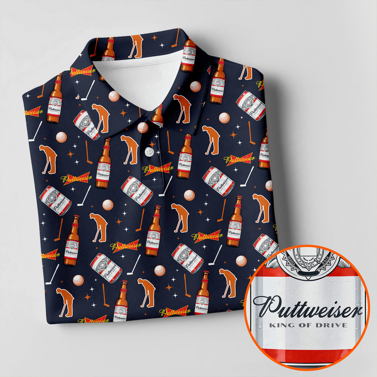 Puttweiser King Of Drive Golf And Beer Funny Golf Shirt, Retro Golf Shirt, Golf Shirts For Men